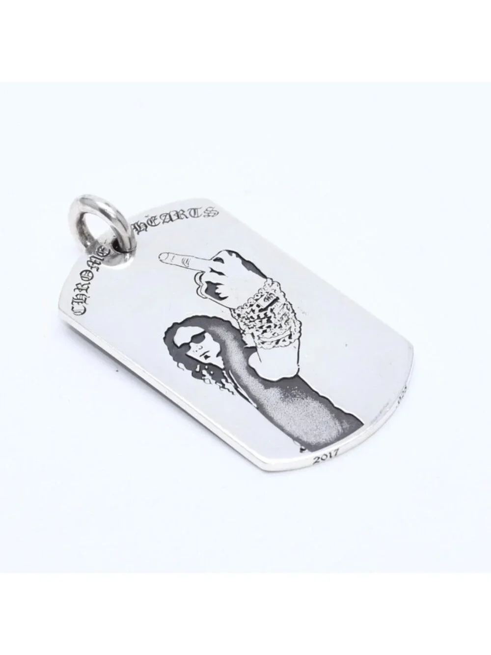 Chrome Hearts D Tag RS FU American Flag Richard Star Large Dog Tag Weight
